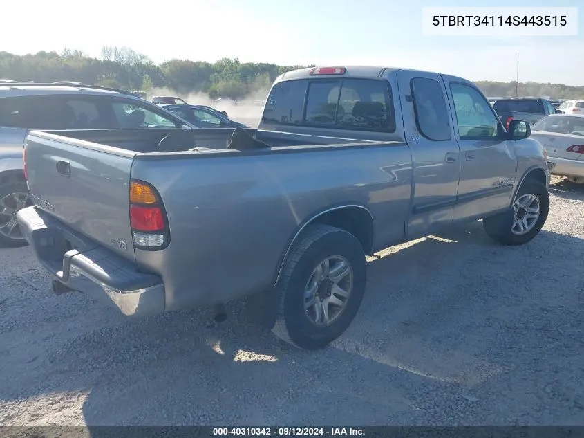 2004 Toyota Tundra Sr5 V8 VIN: 5TBRT34114S443515 Lot: 40310342