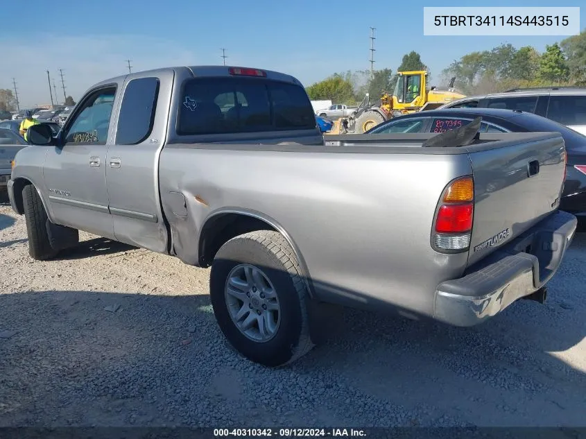 2004 Toyota Tundra Sr5 V8 VIN: 5TBRT34114S443515 Lot: 40310342