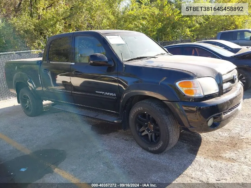 2004 Toyota Tundra Limited V8 VIN: 5TBET38164S458892 Lot: 40357272