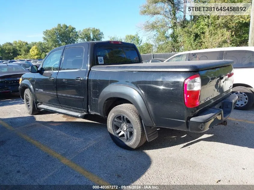 2004 Toyota Tundra Limited V8 VIN: 5TBET38164S458892 Lot: 40357272