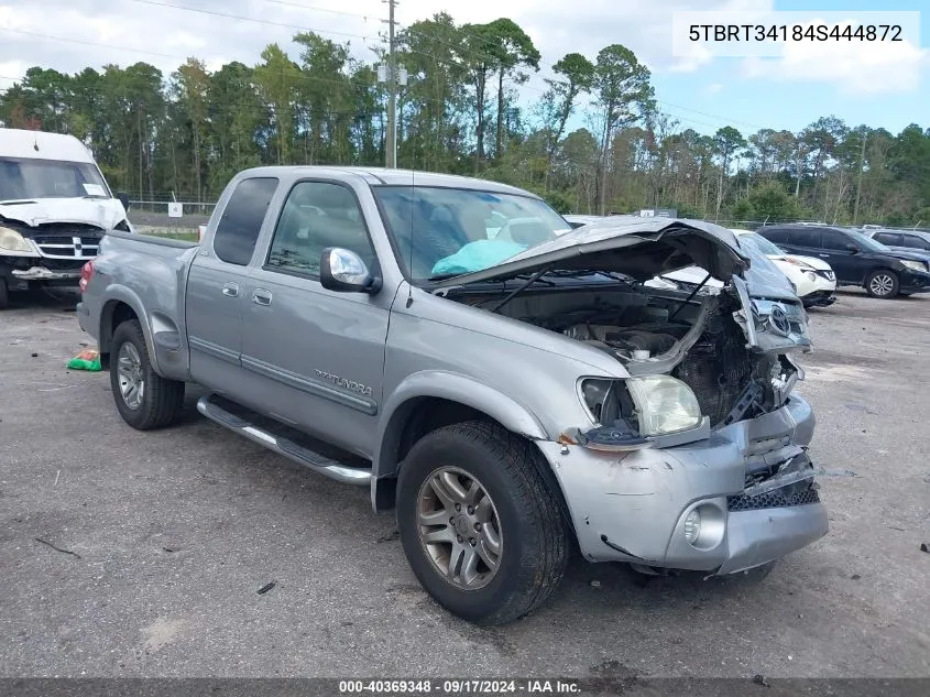 2004 Toyota Tundra Sr5 V8 VIN: 5TBRT34184S444872 Lot: 40369348