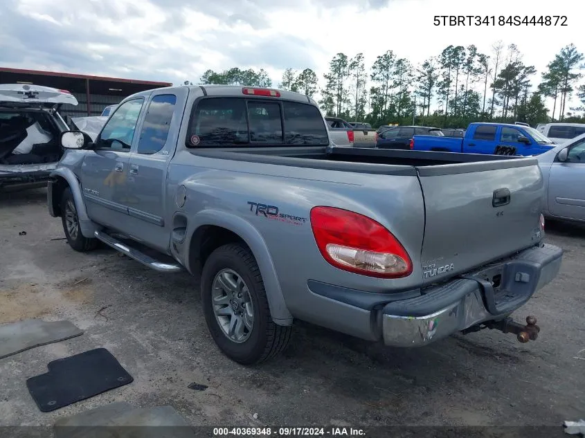 2004 Toyota Tundra Sr5 V8 VIN: 5TBRT34184S444872 Lot: 40369348