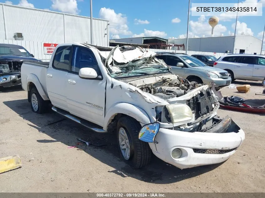 2004 Toyota Tundra Limited V8 VIN: 5TBET38134S435814 Lot: 40372792