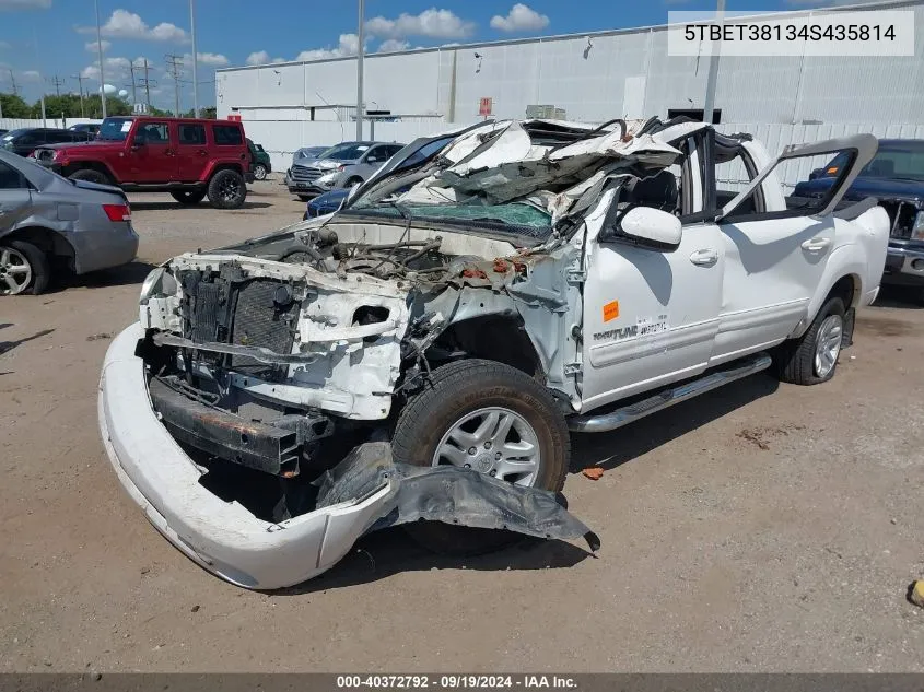 2004 Toyota Tundra Limited V8 VIN: 5TBET38134S435814 Lot: 40372792