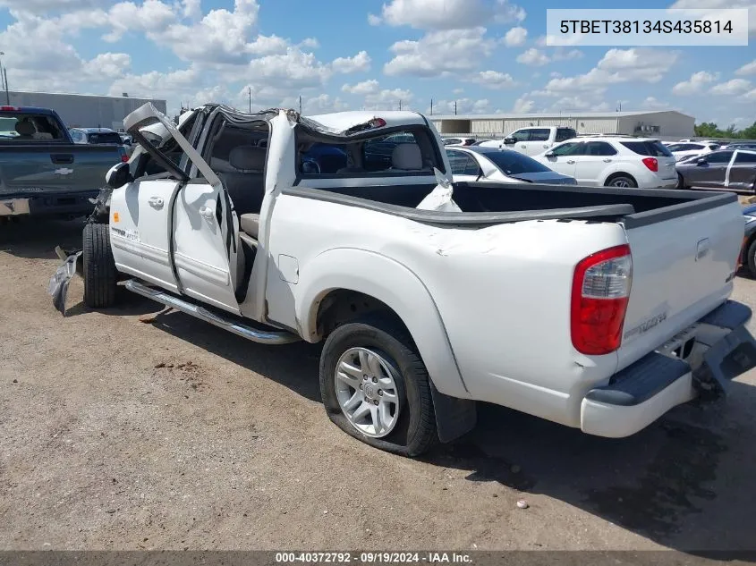 2004 Toyota Tundra Limited V8 VIN: 5TBET38134S435814 Lot: 40372792