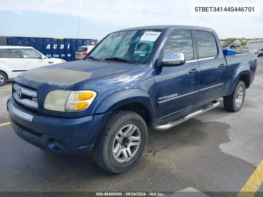 2004 Toyota Tundra Sr5 V8 VIN: 5TBET34144S446701 Lot: 40408080