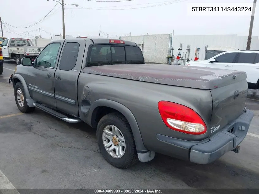 2004 Toyota Tundra Access Cab Sr5 VIN: 5TBRT34114S443224 Lot: 40409993