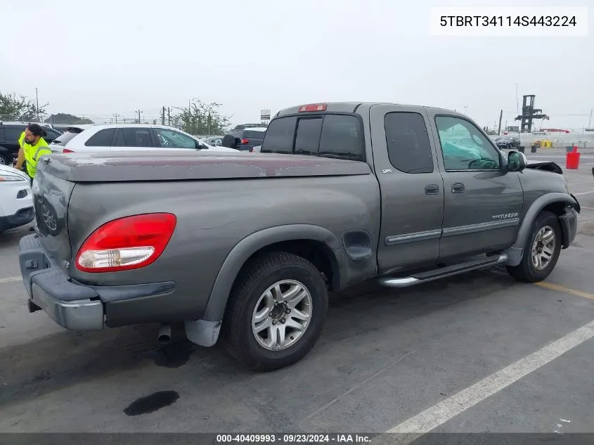 2004 Toyota Tundra Access Cab Sr5 VIN: 5TBRT34114S443224 Lot: 40409993