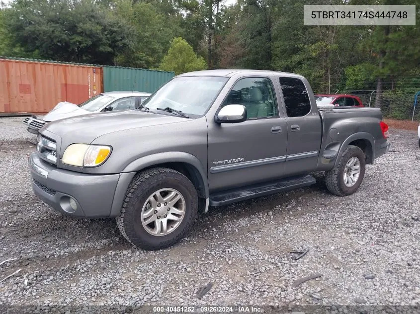 2004 Toyota Tundra Sr5 V8 VIN: 5TBRT34174S444748 Lot: 40451252