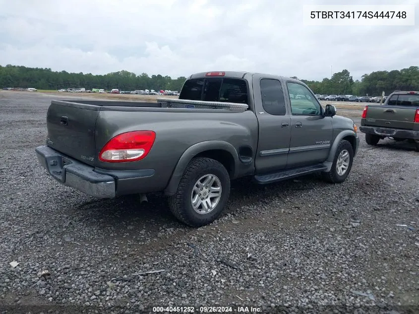 2004 Toyota Tundra Sr5 V8 VIN: 5TBRT34174S444748 Lot: 40451252