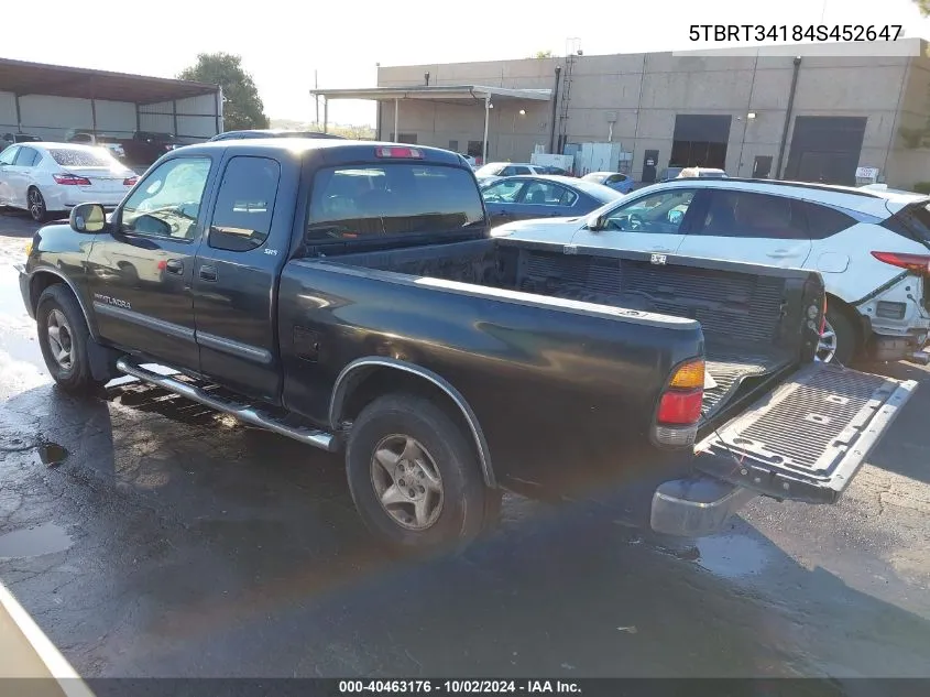 2004 Toyota Tundra Sr5 V8 VIN: 5TBRT34184S452647 Lot: 40463176