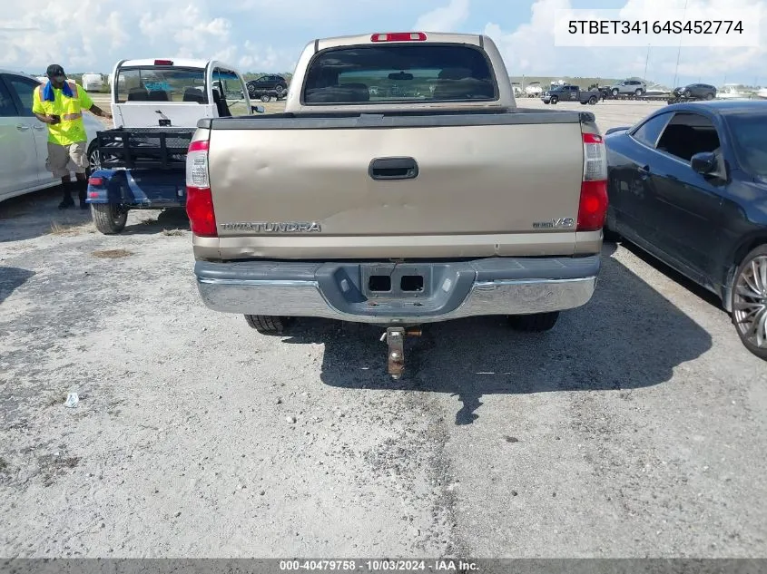 2004 Toyota Tundra Sr5 V8 VIN: 5TBET34164S452774 Lot: 40479758