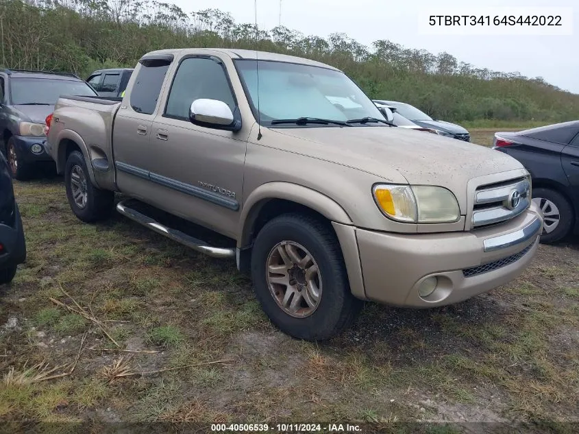 2004 Toyota Tundra Sr5 V8 VIN: 5TBRT34164S442022 Lot: 40506539