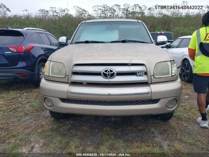 2004 Toyota Tundra Sr5 V8 VIN: 5TBRT34164S442022 Lot: 40506539