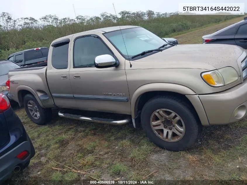 2004 Toyota Tundra Sr5 V8 VIN: 5TBRT34164S442022 Lot: 40506539