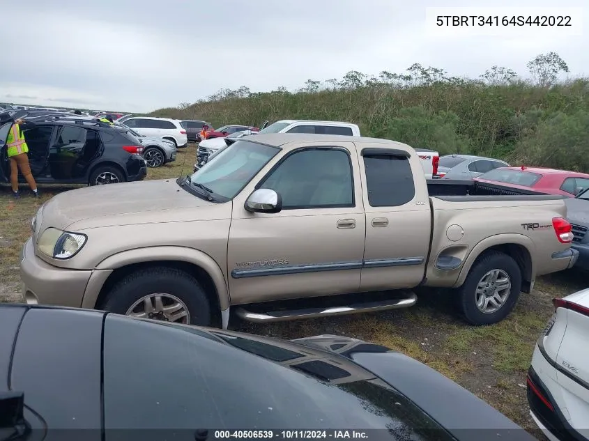 2004 Toyota Tundra Sr5 V8 VIN: 5TBRT34164S442022 Lot: 40506539