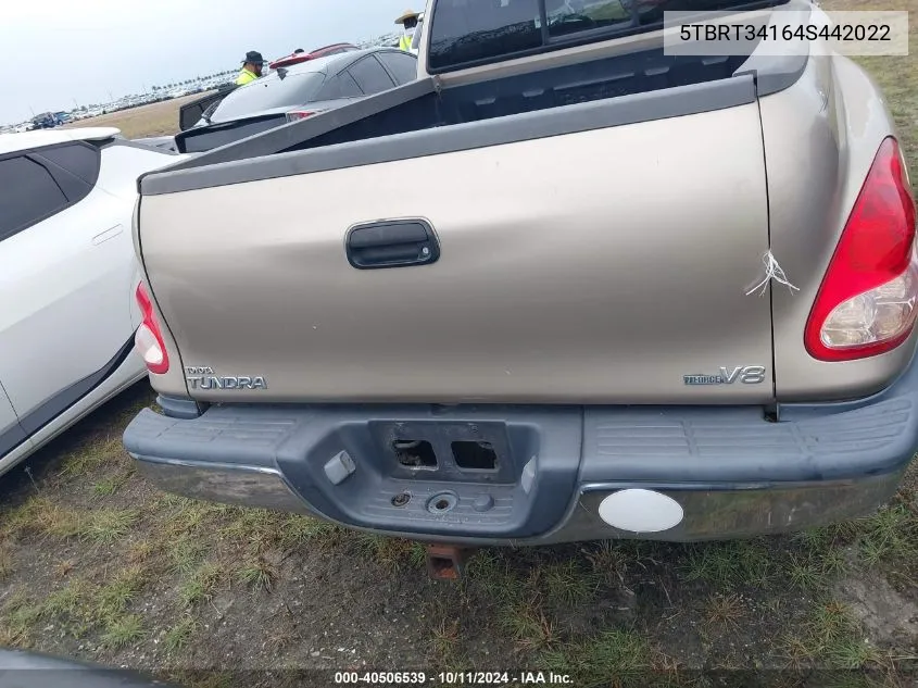 2004 Toyota Tundra Sr5 V8 VIN: 5TBRT34164S442022 Lot: 40506539