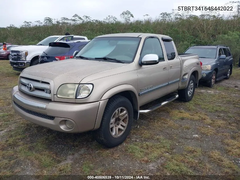 2004 Toyota Tundra Sr5 V8 VIN: 5TBRT34164S442022 Lot: 40506539