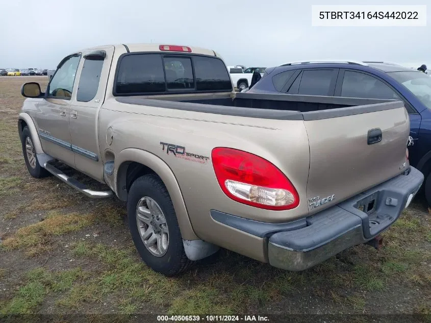 2004 Toyota Tundra Sr5 V8 VIN: 5TBRT34164S442022 Lot: 40506539