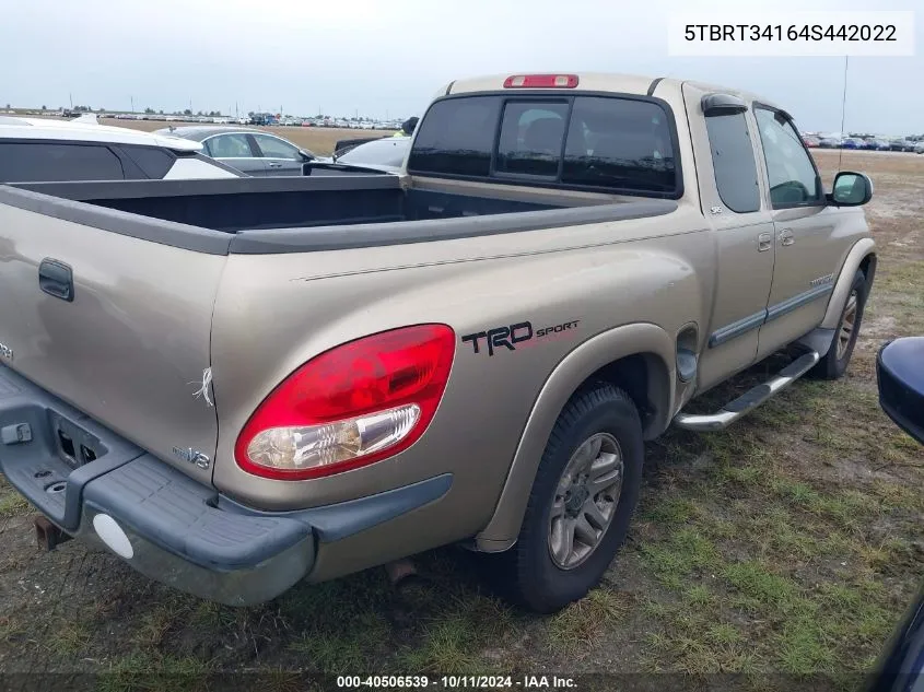 2004 Toyota Tundra Sr5 V8 VIN: 5TBRT34164S442022 Lot: 40506539