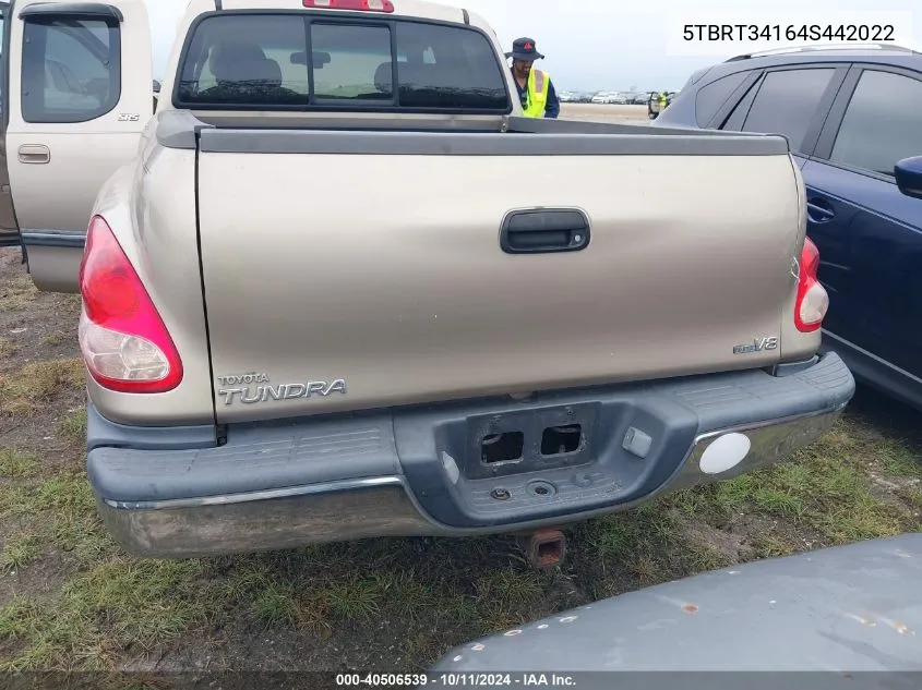 2004 Toyota Tundra Sr5 V8 VIN: 5TBRT34164S442022 Lot: 40506539