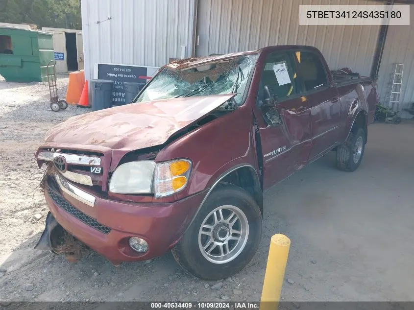 2004 Toyota Tundra Sr5 V8 VIN: 5TBET34124S435180 Lot: 40534409