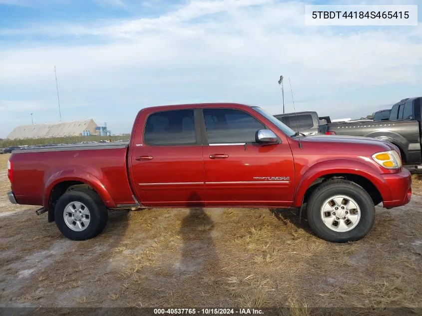 2004 Toyota Tundra Sr5 V8 VIN: 5TBDT44184S465415 Lot: 40537765