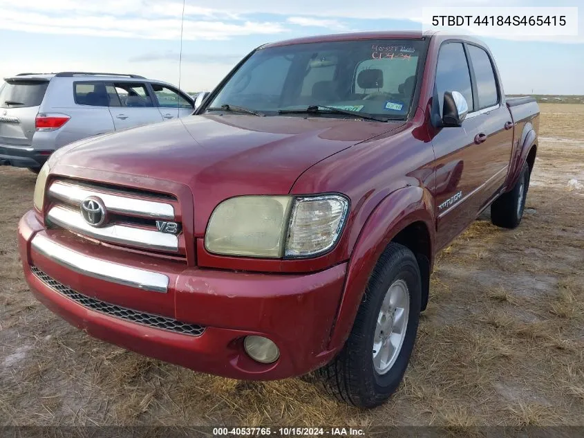 2004 Toyota Tundra Sr5 V8 VIN: 5TBDT44184S465415 Lot: 40537765