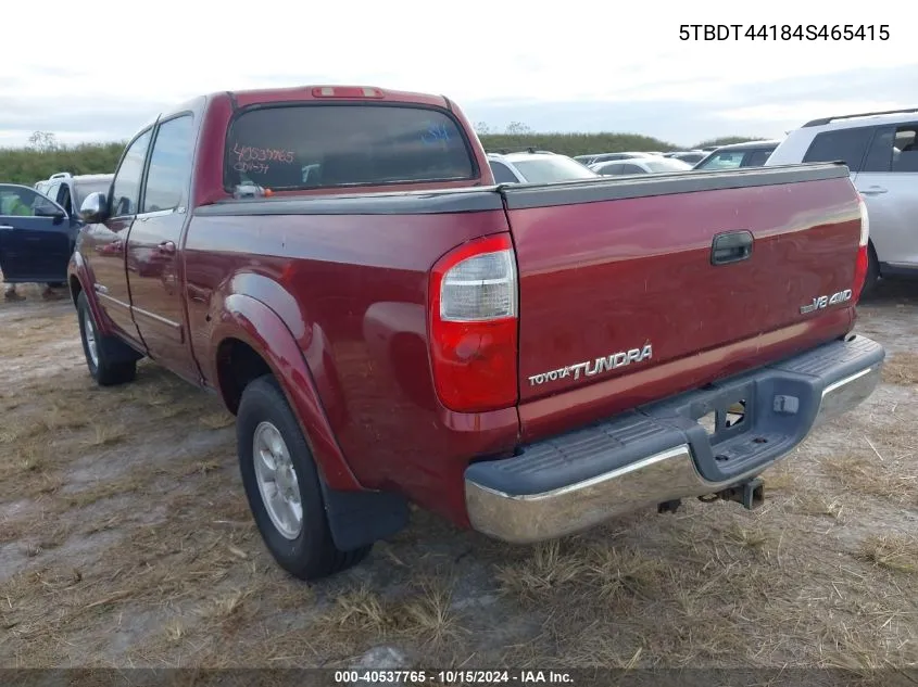 2004 Toyota Tundra Sr5 V8 VIN: 5TBDT44184S465415 Lot: 40537765