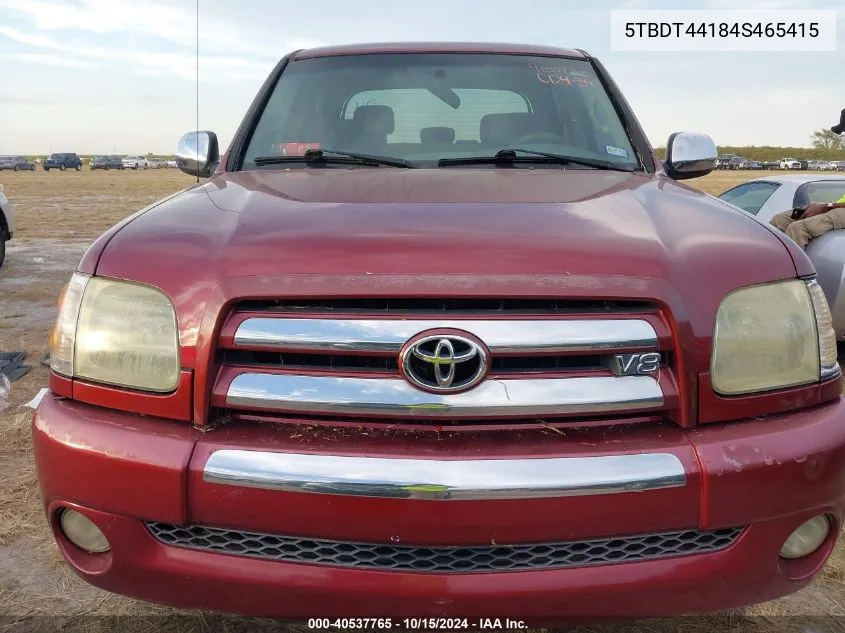 2004 Toyota Tundra Sr5 V8 VIN: 5TBDT44184S465415 Lot: 40537765