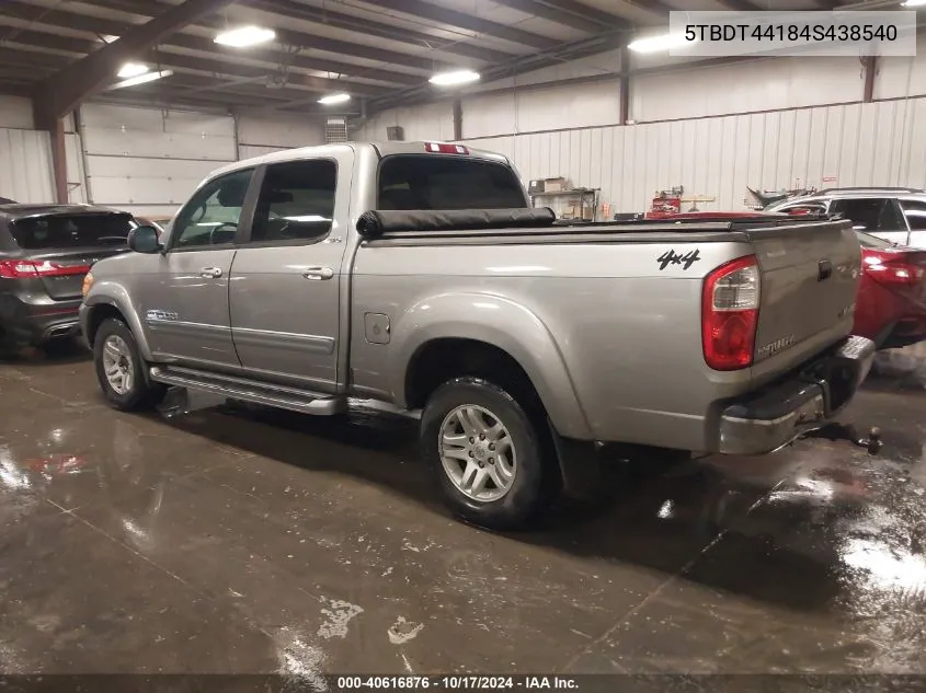 2004 Toyota Tundra Sr5 V8 VIN: 5TBDT44184S438540 Lot: 40616876