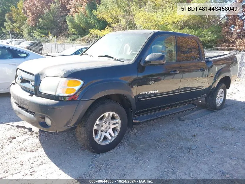 2004 Toyota Tundra Limited V8 VIN: 5TBDT48144S458049 Lot: 40644633