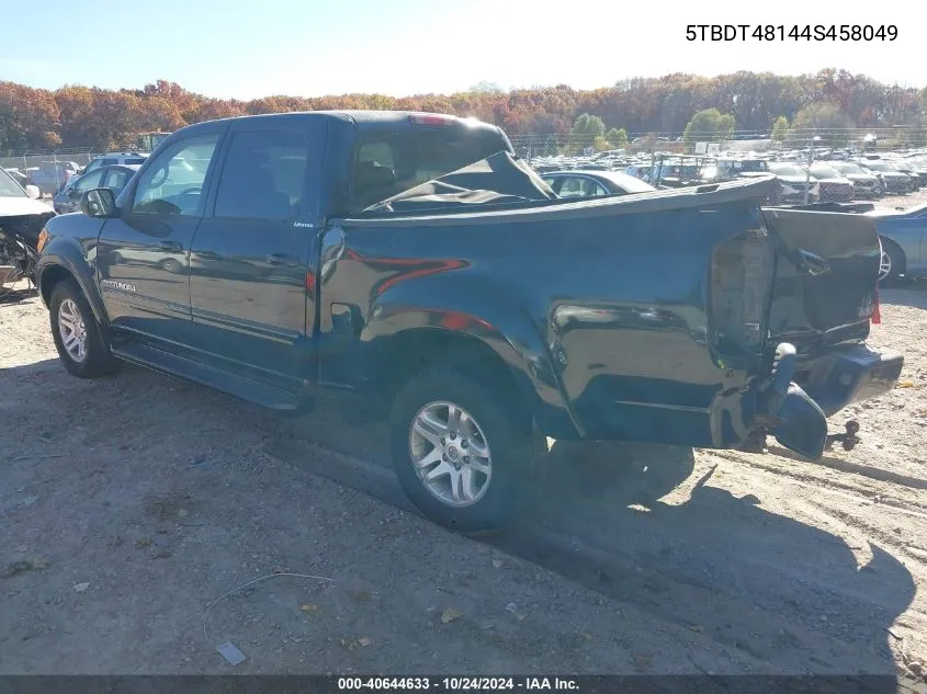 2004 Toyota Tundra Limited V8 VIN: 5TBDT48144S458049 Lot: 40644633