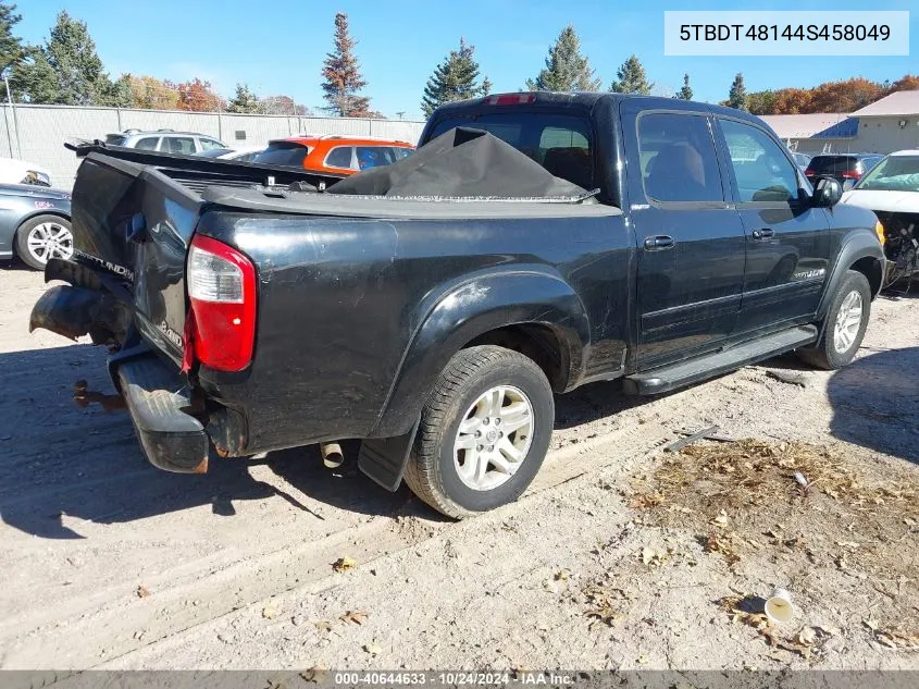 2004 Toyota Tundra Limited V8 VIN: 5TBDT48144S458049 Lot: 40644633