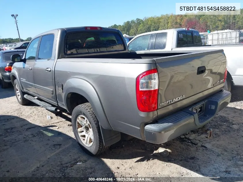 2004 Toyota Tundra Limited V8 VIN: 5TBDT48154S458822 Lot: 40648246