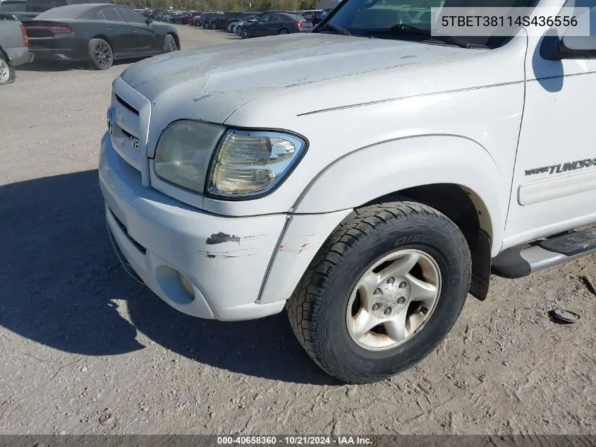 2004 Toyota Tundra Limited V8 VIN: 5TBET38114S436556 Lot: 40658360