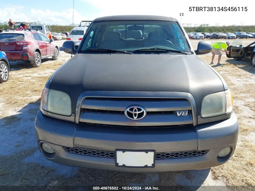 2004 Toyota Tundra Ltd V8 VIN: 5TBRT38134S456115 Lot: 40676502