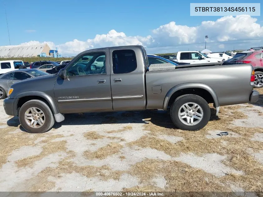 2004 Toyota Tundra Ltd V8 VIN: 5TBRT38134S456115 Lot: 40676502