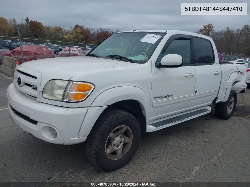 2004 Toyota Tundra Limited V8 VIN: 5TBDT48144S447410 Lot: 40703934