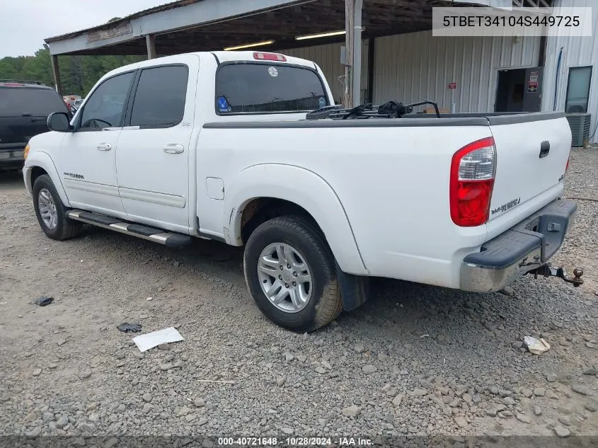 2004 Toyota Tundra Sr5 V8 VIN: 5TBET34104S449725 Lot: 40721648