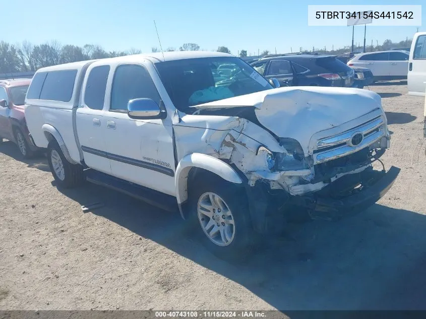 2004 Toyota Tundra Sr5 V8 VIN: 5TBRT34154S441542 Lot: 40743108