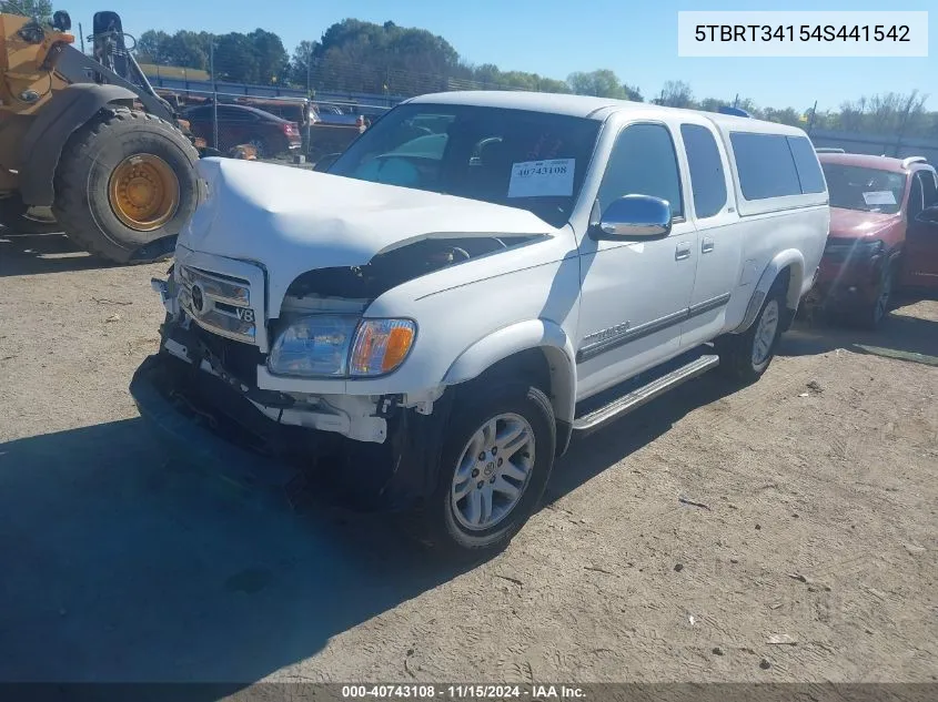 2004 Toyota Tundra Sr5 V8 VIN: 5TBRT34154S441542 Lot: 40743108