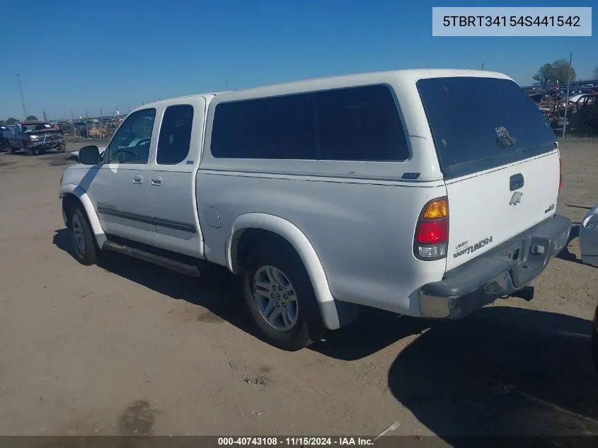 2004 Toyota Tundra Sr5 V8 VIN: 5TBRT34154S441542 Lot: 40743108