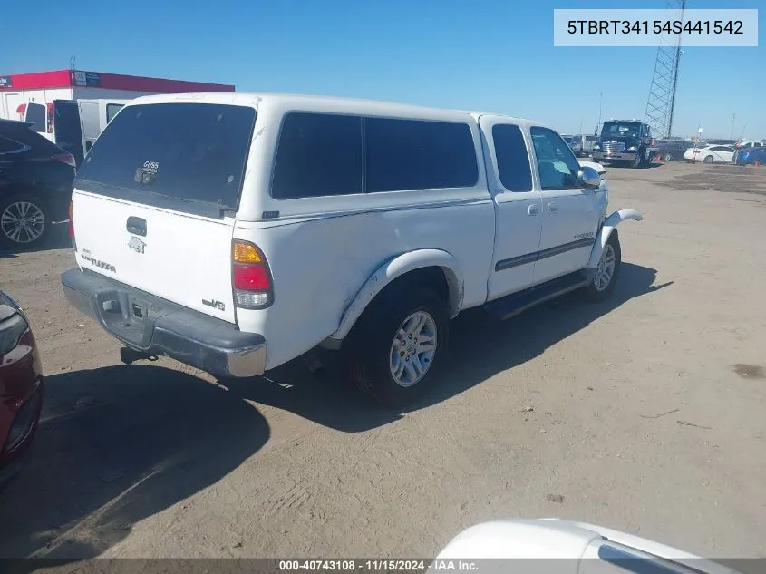 2004 Toyota Tundra Sr5 V8 VIN: 5TBRT34154S441542 Lot: 40743108