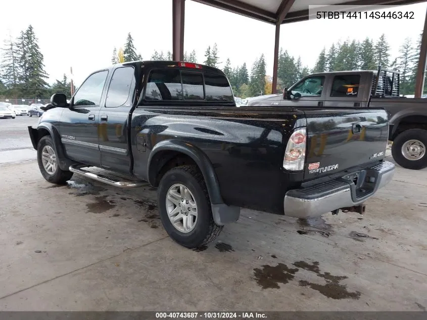 2004 Toyota Tundra Sr5 V8 VIN: 5TBBT44114S446342 Lot: 40743687