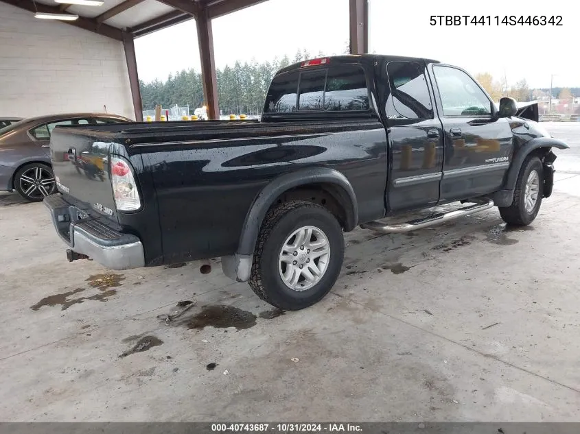 2004 Toyota Tundra Sr5 V8 VIN: 5TBBT44114S446342 Lot: 40743687