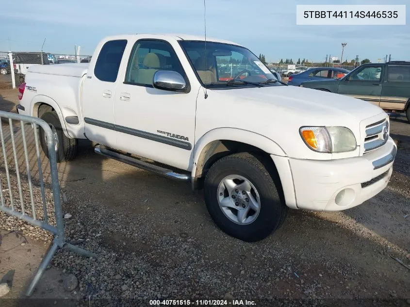 2004 Toyota Tundra Sr5 V8 VIN: 5TBBT44114S446535 Lot: 40751515