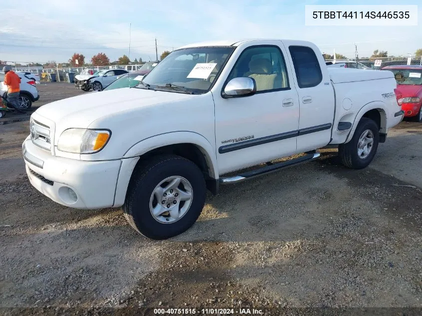 2004 Toyota Tundra Sr5 V8 VIN: 5TBBT44114S446535 Lot: 40751515