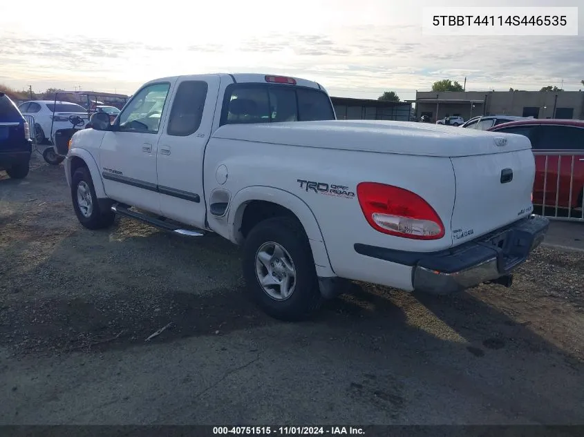 2004 Toyota Tundra Sr5 V8 VIN: 5TBBT44114S446535 Lot: 40751515