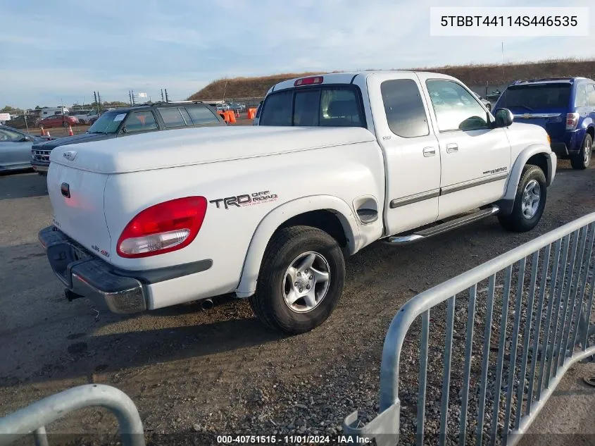 2004 Toyota Tundra Sr5 V8 VIN: 5TBBT44114S446535 Lot: 40751515